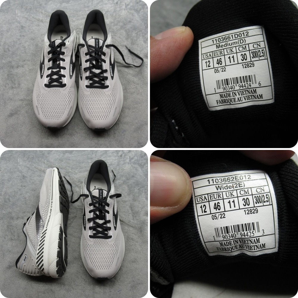 Brooks Running Shoes Men 12D/12 2E Gray Adrenaline GTS 22 Mismatch NWD READ